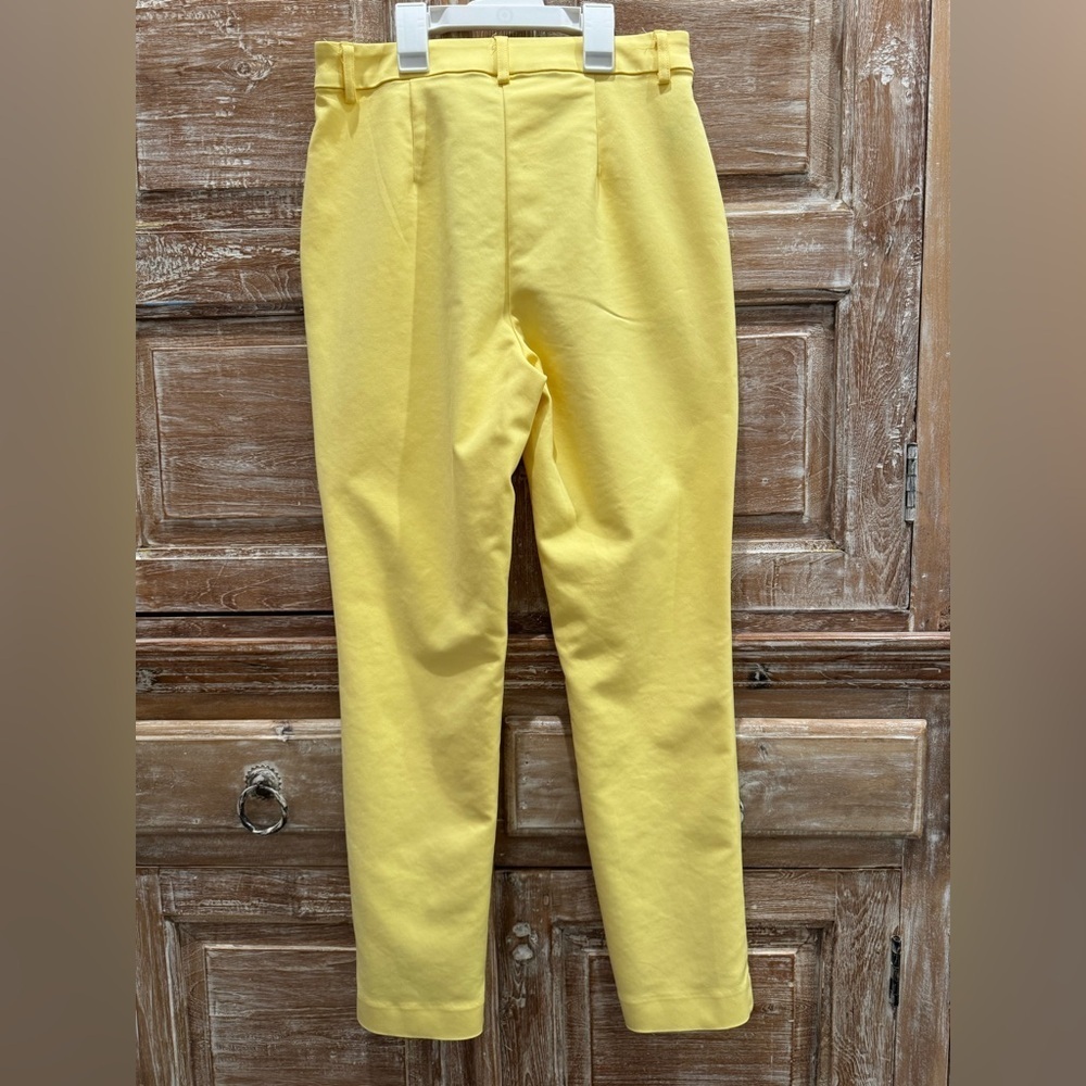 Boston Proper Modern Slim Straight Leg Slit Front Lemon Drop Pant Trousers - Picture 5 of 12